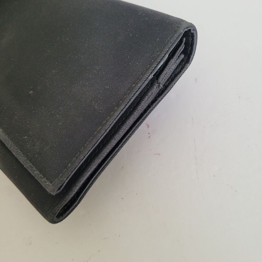 PRADA Vintage Tessuto Nero Black Nylon Leather Logo Plate Wallet Large Envelope - Picture 11 of 12